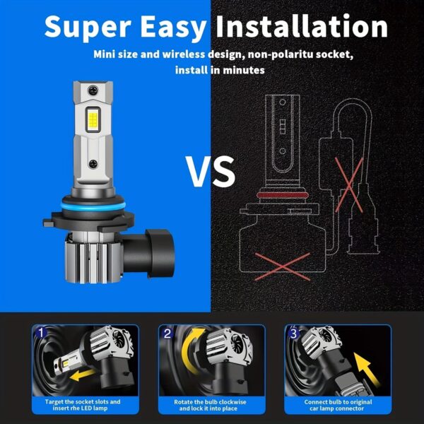 9005 HB3 LED Fog Light Bulbs 60W 16000LM Cool White 2-Pack - Image 6