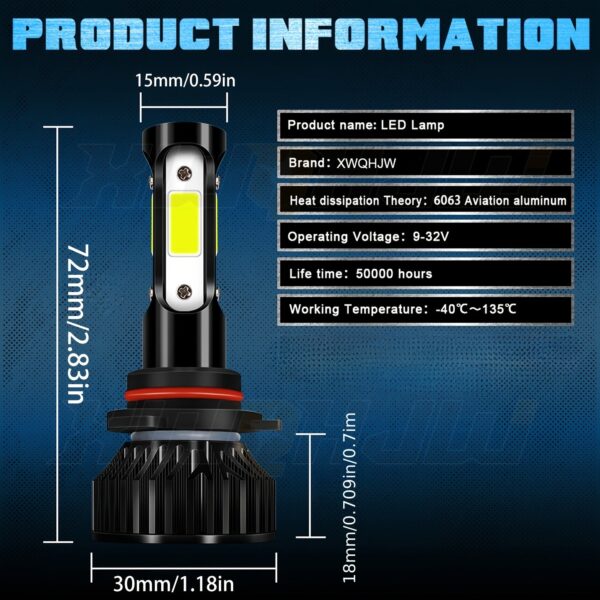 H11 H9 H8 9005 HB3 LED Headlight Bulbs 6000K White Combo Pack - Image 2