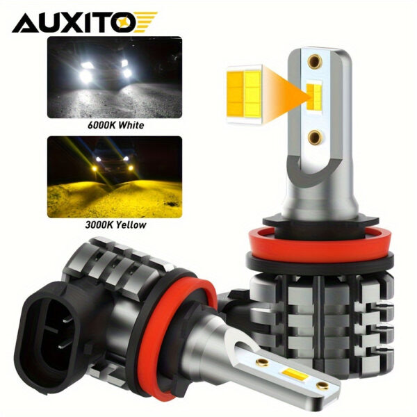 AUXITO H8 H11 Dual Color LED Fog Lights 6000K White 3000K Yellow