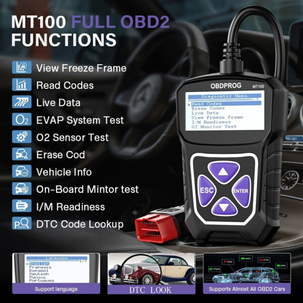 OBDPROG MT100 OBD2 Scanner Code Reader Engine Analyzer - Image 3