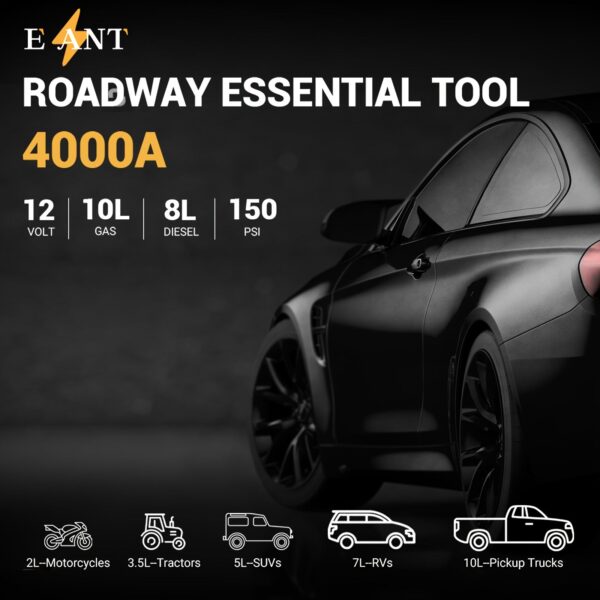 Portable Car Jump Starter 4000A with Air Compressor - Image 5