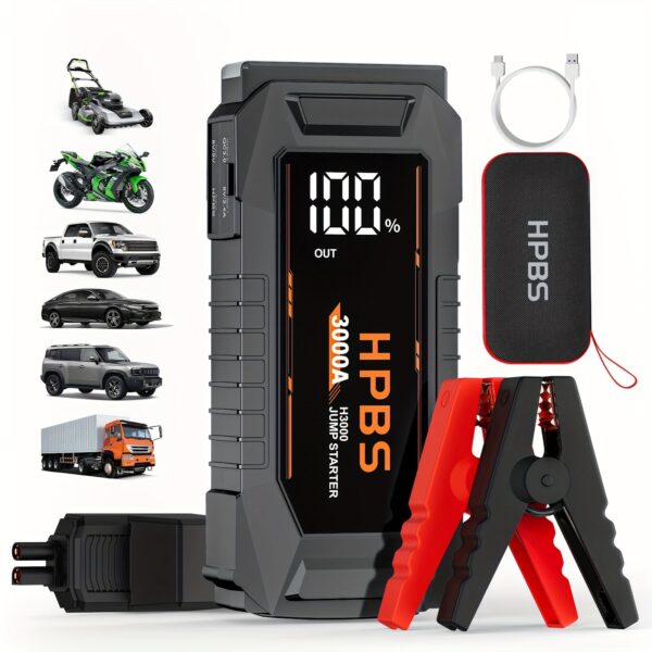 Portable Car Jump Starter - 3000A 12V for 2.64gal Gas/2.11gal Diesel Engines