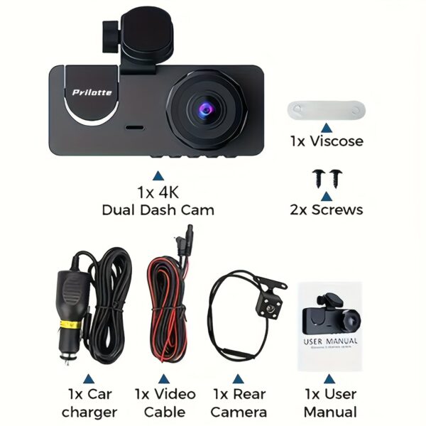 4K Dual Dash Camera with Night Vision and 32GB SD Card - Image 2