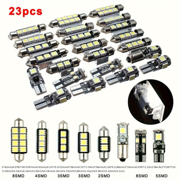 23-Piece LED Interior Light Bulb Kit White - Image 6