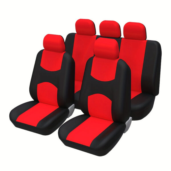 Universal Car Seat Covers Full Set Black Cloth - Image 2