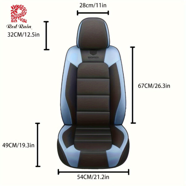 Red Rain Car Seat Covers Full Set Faux Leather Universal 5-Seat - Image 6