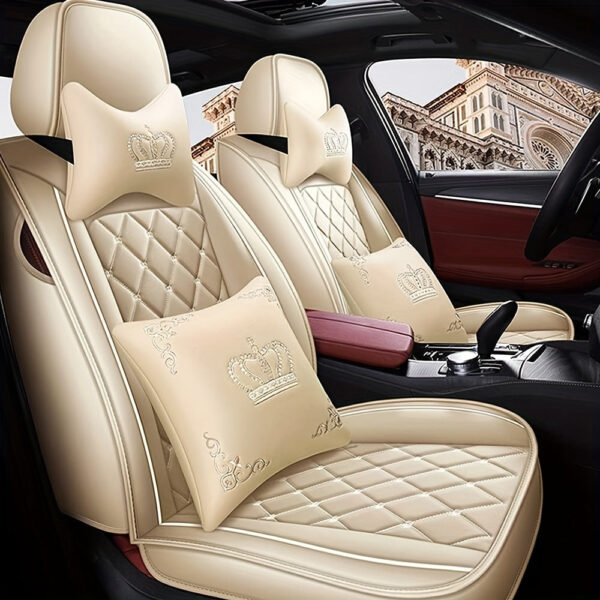 Car Seat Covers Full Set Faux Leather 5-Seat Universal Fit - Image 14