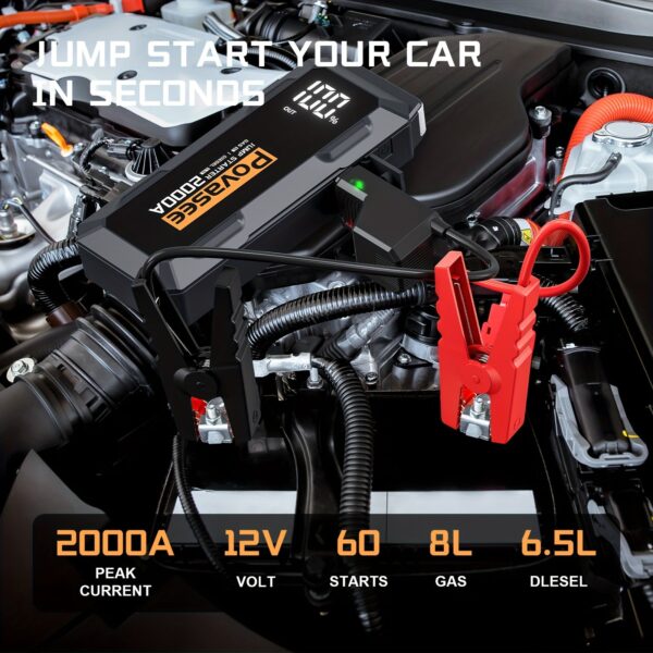 POVASEE Car Jump Starter 2000A/5000A 12V Battery Pack - Image 4