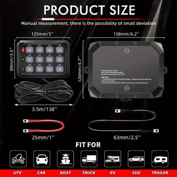 12 Gang Switch Panel with RGB Backlight - Car & Truck Control System - Image 3