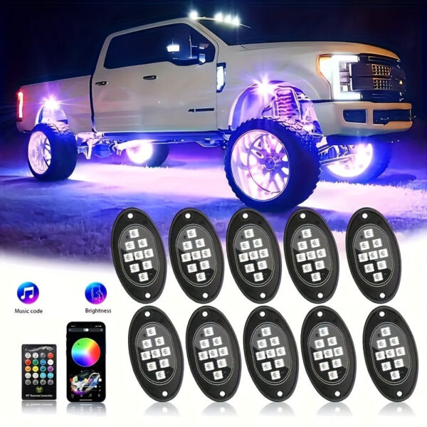 RGB LED Rock Light Kit with Remote Control - Multicolor Underglow Lights for Trucks SUV ATV - Image 8