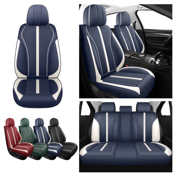 Red Rain Car Seat Covers Full Set Faux Leather Universal 5-Seat - Image 9