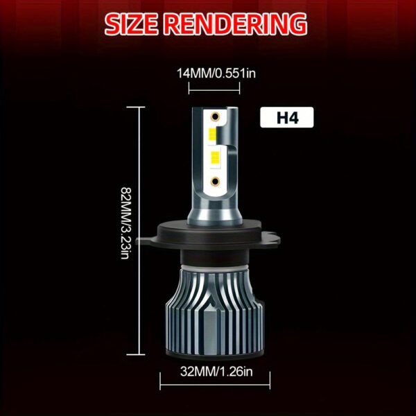 H4 LED Headlight Bulbs for Kia RIO 2 JB 2005-2018 6500K White 29000LM - Image 2