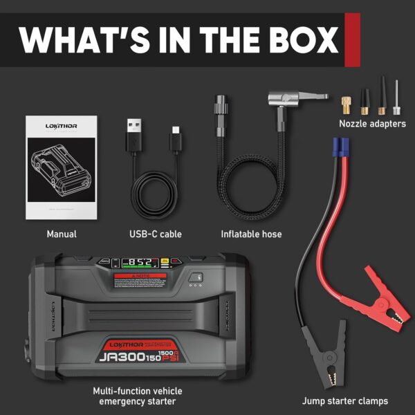 JA300 Car Jump Starter with Air Compressor 1500A 12V Battery Booster - Image 6