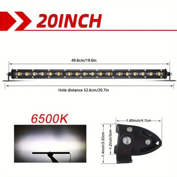 LED Light Bar Strip 20 Inch 180W 6500K White for Off-road Vehicle - Image 3