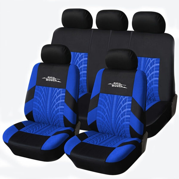 Universal Car Seat Covers Full Set - 3D Tyre Print Polyester - Image 5