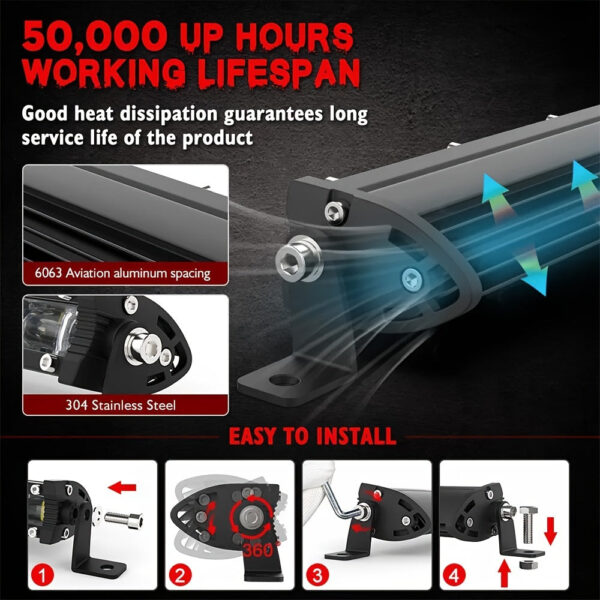 220W LED Work Light Portable 8.3/14.6/20.9 Inch - Image 5