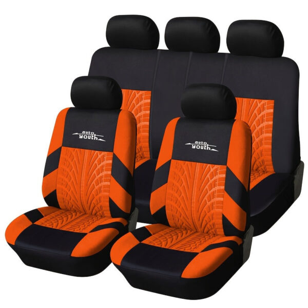 Universal Car Seat Covers Full Set - 3D Tyre Print Polyester - Image 7