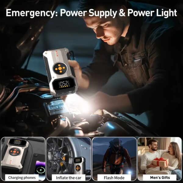 Car Jump Starter with Air Compressor 3000A Peak 150PSI Digital Tire Inflator - Image 5