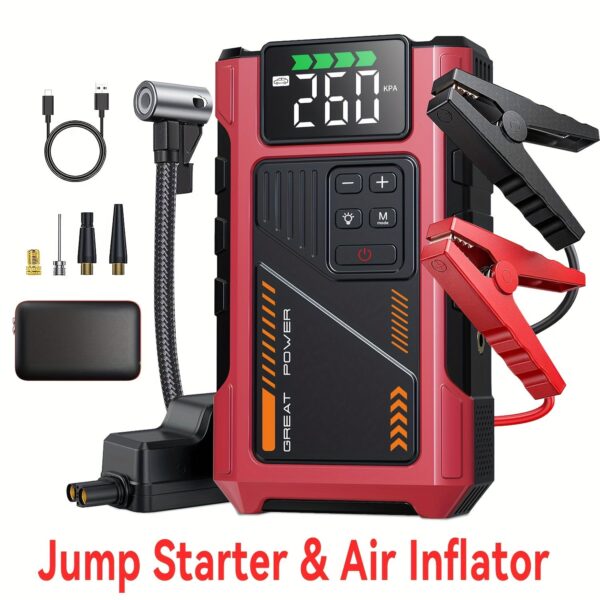 3000A Portable Car Jump Starter and Tire Inflator Combo with LED Light - Image 6