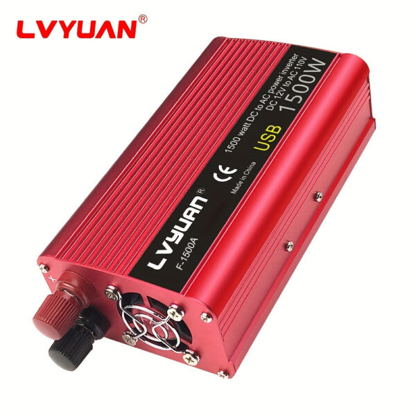 Car Power Inverter 1300W DC12V to 110V AC 2 Socket USB Port