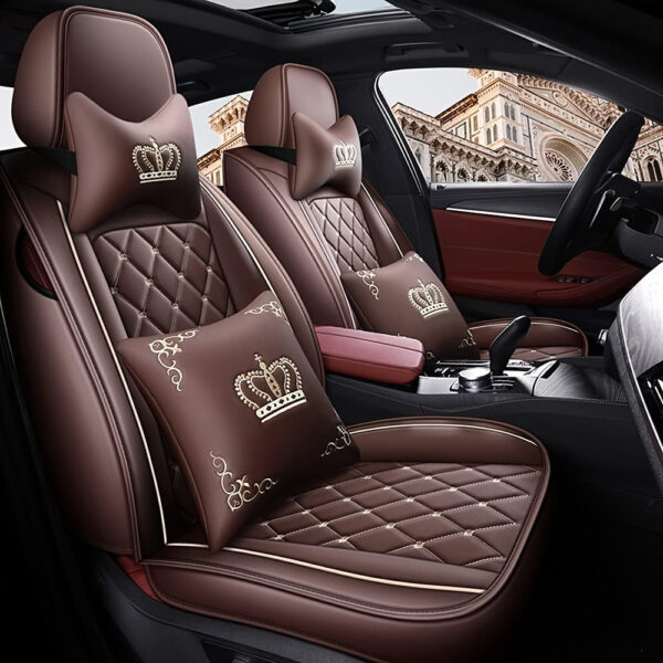Car Seat Covers Full Set Faux Leather 5-Seat Universal Fit - Image 13