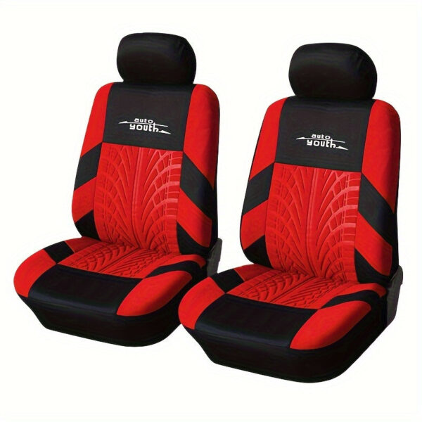 Universal Front Car Seat Covers with Tire Track Design - Image 8