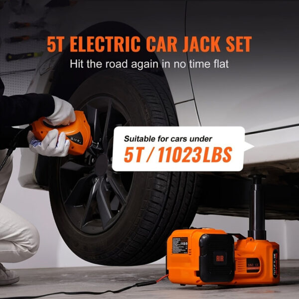5 Ton Electric Hydraulic Car Jack Kit with Tire Inflator 12V - Image 2