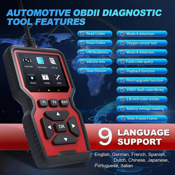 OBD2 Car Diagnostic Scanner - Engine Code Reader for OBDII Vehicles 1996+ - Image 3
