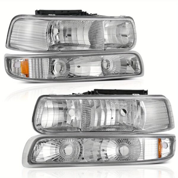 Black Chrome Headlight Assembly with Bumper Lights for Chevrolet Silverado 1500 2500 1999-2002 Tahoe Suburban 2000-2006 - Image 5