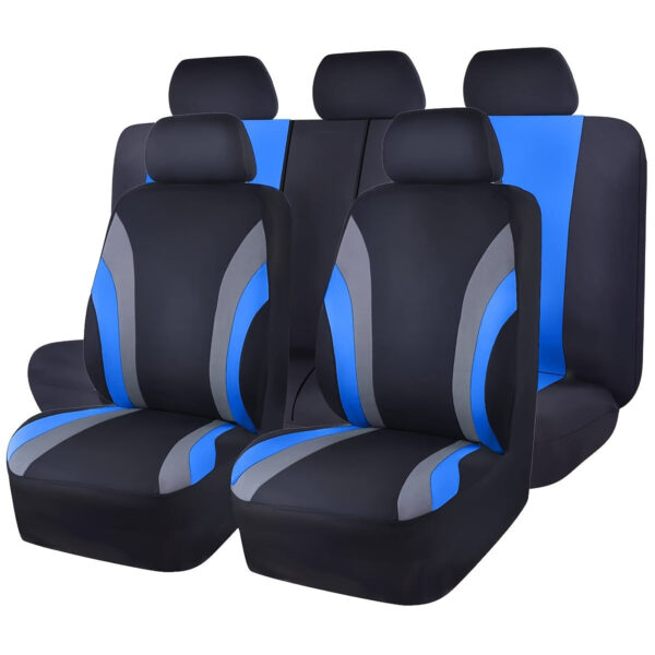 Universal Two-Tone Polyester Car Seat Cover Set - Image 4