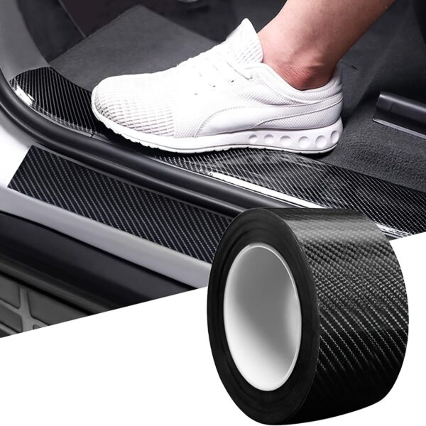 Carbon Fiber Car Door Sill Protector - PVC Anti-Scratch Scuff Guards