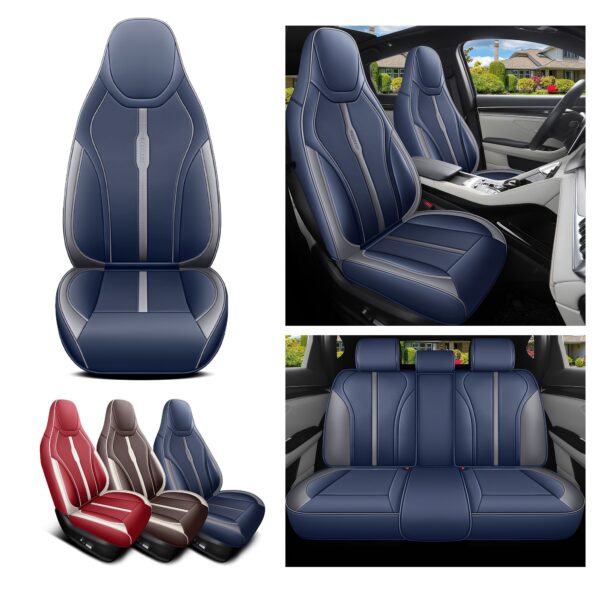 Universal Faux Leather Car Seat Cover Set 9-Piece Red - Image 12
