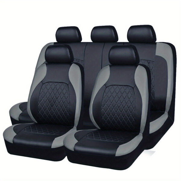 Universal Quilted Faux Leather Car Seat Covers All-Season - Image 4