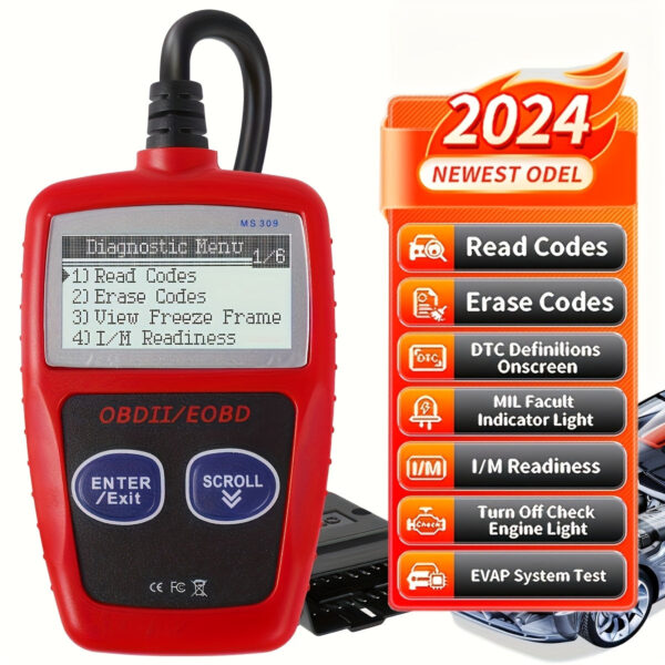 MS309 OBD2 Car Diagnostic Scanner with LCD Display
