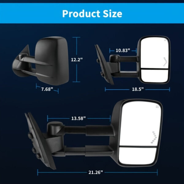 LED Towing Mirrors Power Heated for Chevrolet 2007-2013 Pair