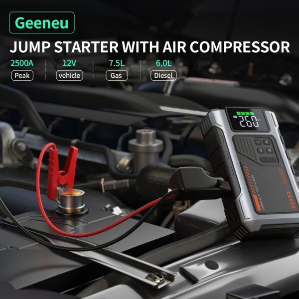 Geeneu W100 Portable Car Jump Starter with Air Compressor 2500A Peak - Image 2