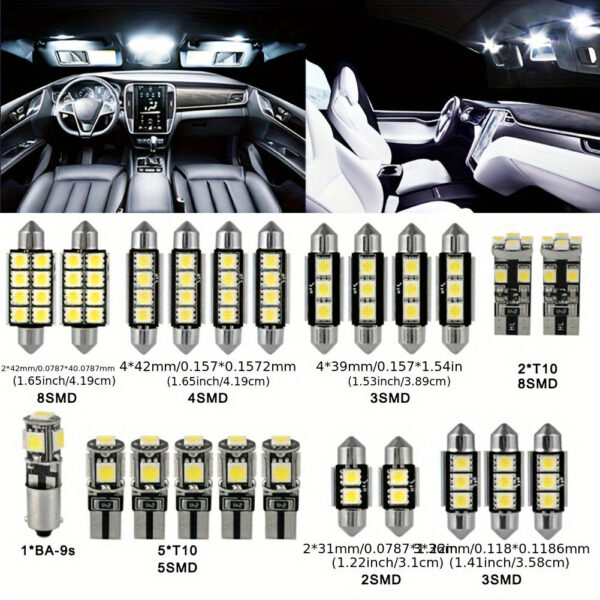 23-Piece LED Interior Light Bulb Kit White - Image 2