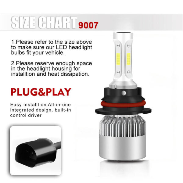 Dodge RAM 1500-3500 LED Headlight Bulbs 9004 6000K 1994-2001 - Image 3