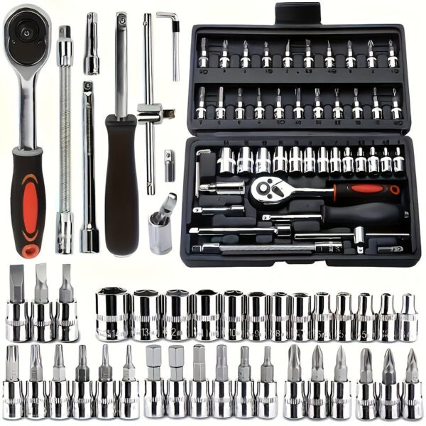 Car Repair Tool Set with Ratchet Torque Wrench