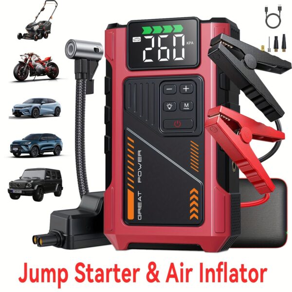 Geeneu W100 Portable Car Jump Starter with Air Compressor 2500A Peak - Image 9