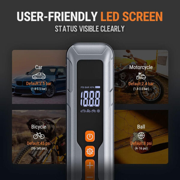 Portable Tire Inflator 150 PSI with LED Display - Image 4