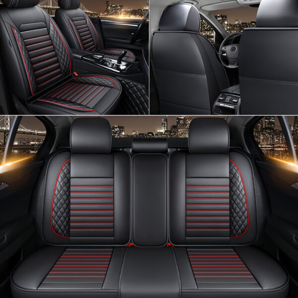 Universal Car Seat Covers, Full Set Faux Leather, 5-Seat - Image 4