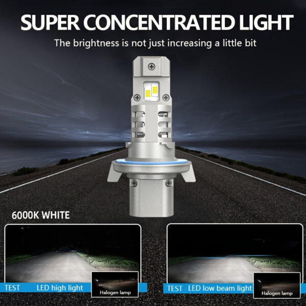 H13 9008 LED Headlight Bulbs 6000K White Car Lights - Image 2