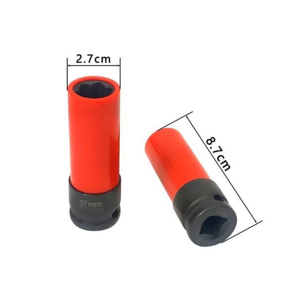 17mm 1/2 Inch Drive 6-Point Lug Nut Socket with Wheel Protector - Image 5