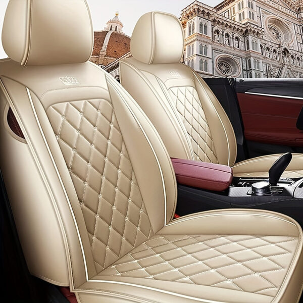 Car Seat Covers Full Set Faux Leather 5-Seat Universal Fit - Image 19