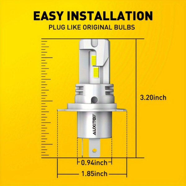 AUXITO H4 9003 LED Headlight Bulbs 6500K White 2-Pack - Image 2