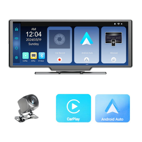 10.26" Wireless CarPlay Android Auto Screen with Dash Cam & GPS