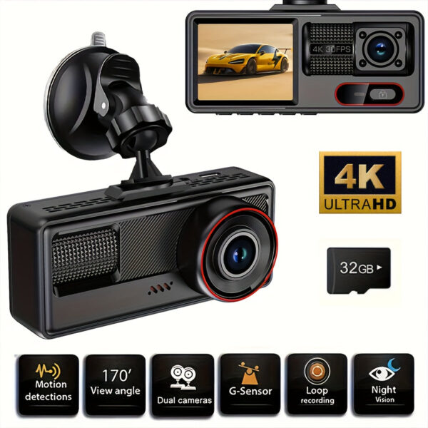 4K Dual Dash Camera with Night Vision and 32GB SD Card - Image 8