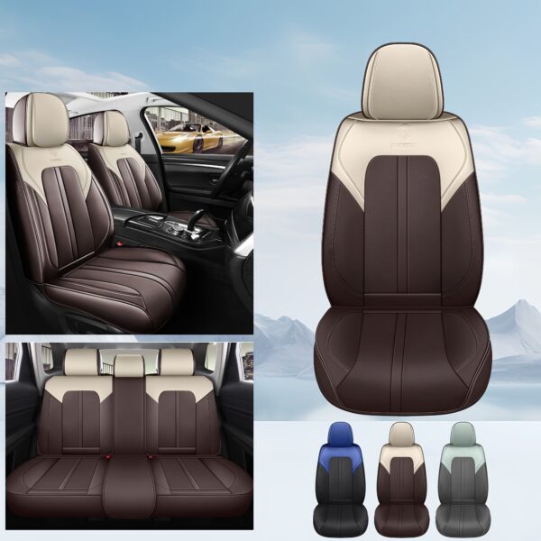 Red Rain Car Seat Covers Full Set Faux Leather Universal 5-Seat - Image 11