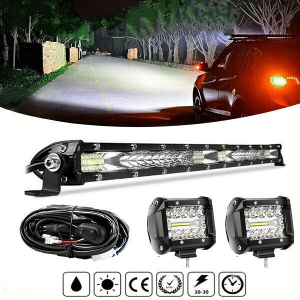 LED Light Bar Kit 20 Inch 152W with 4 Inch Spotlights